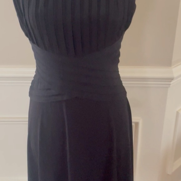 Womens Sz 6 Calvin Klein Black A Line Pleat top Wrap Waist fitn flare Sleeveless - Picture 3 of 9